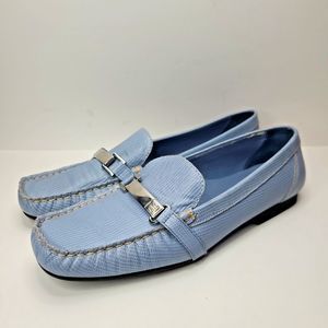 Lauren Ralph Lauren Women's Margaret Blue Leather Loafer Flat Shoes Size 9.5B